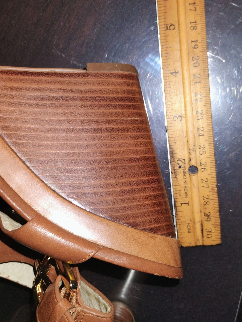 Michael Kors Cognac Leather Open-Toe Slingback Heels - Picture 3 of 8